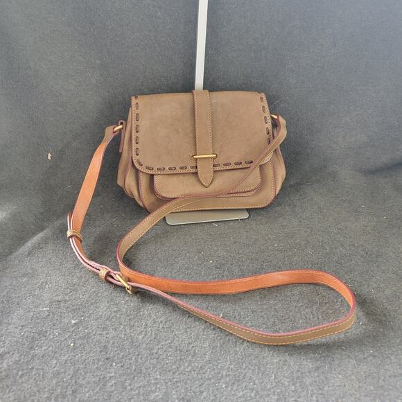 Dooney & Bourke Brown Florentine Vacchetta Leather Saddle Crossbody Bag - Picture 1 of 13